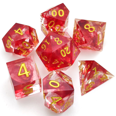 OEM Sharp Edge Resin RPG Dice 7 قطع مصبوبة يدويًا للباثفايندر