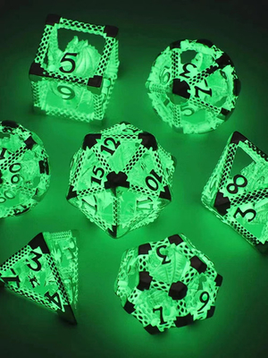 Night Light Dice Luxury 7 Pcs Set Custom DND متعدد السطوح led مضيئة