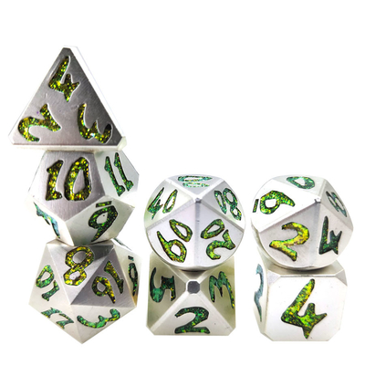 مجموعة النرد RPG Dice7 الدقيقة مناسبة للألعاب المعدنية متعددة السطوح المنضدية