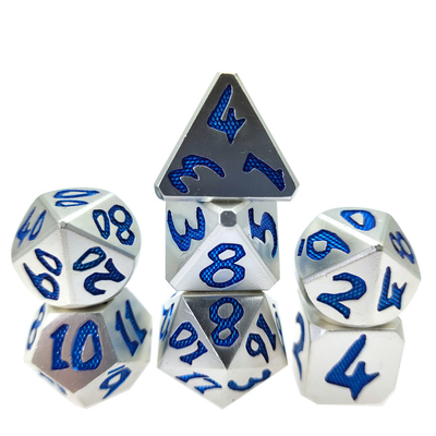 DND الأزرق الفضي مجموعة النرد متعدد السطوح المعدنية الخضراء دليل طحن متعدد السطوح