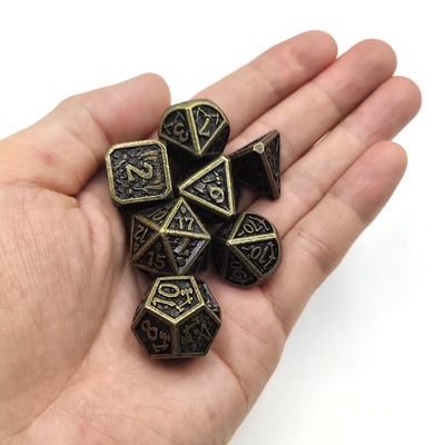لوحة لعبة بطاقة Rpg Dice خفيفة الوزن مجموعة نرد معدنية فريدة من نوعها Cuprum