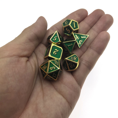 ارتداء مقاومة RPG النرد مجموعة تصفيح نرد معدني وردي متعدد السطوح مذهب الأخضر