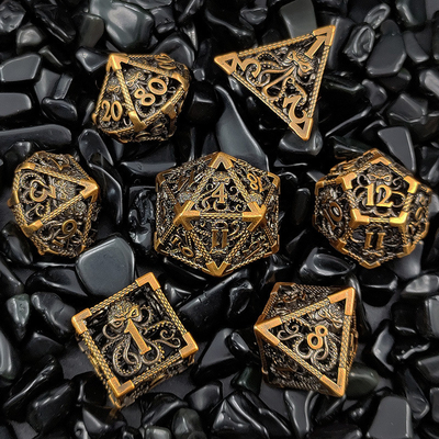 البرتقاليات المعدنية المجوفة متعددة الوجوه ألعاب الورق المجموعة Budemen زنزانة و Dragon DND