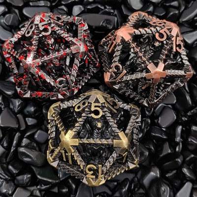 20 طرفًا من المعدن كرات مجوفة D20 DND على نطاق واسع RPG متعددة الأطراف Dungeons and Dragons