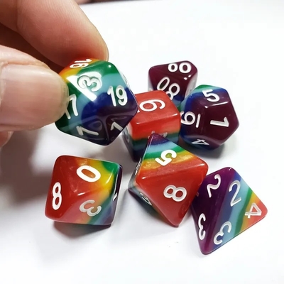 7 طبقة قوس قزح مصنوعة يدوياً من الراتنج كرات كروسون ودانجون DND#RPG