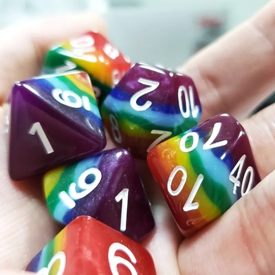 7 طبقة قوس قزح مصنوعة يدوياً من الراتنج كرات كروسون ودانجون DND#RPG
