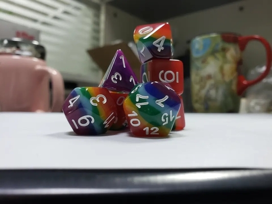 7 طبقة قوس قزح مصنوعة يدوياً من الراتنج كرات كروسون ودانجون DND#RPG