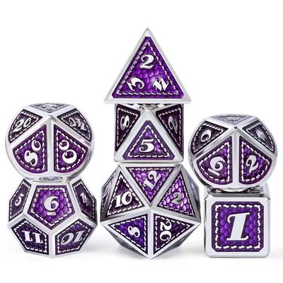 مجموعة الكرات المعدنية الصلبة على نطاق التنين متعددة الألوان DND RPG الألوان الساطعة