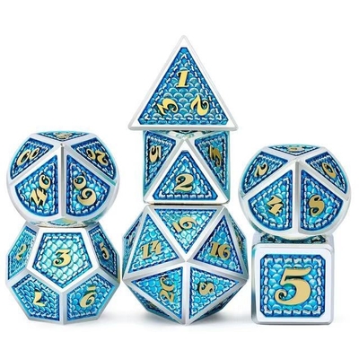 مجموعة الكرات المعدنية الصلبة على نطاق التنين متعددة الألوان DND RPG الألوان الساطعة