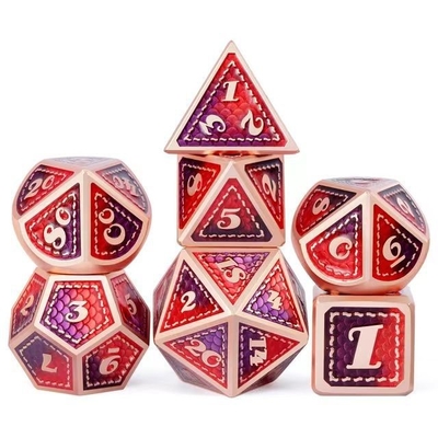 مجموعة الكرات المعدنية الصلبة على نطاق التنين متعددة الألوان DND RPG الألوان الساطعة