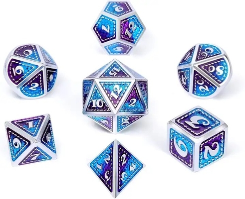مجموعة الكرات المعدنية الصلبة على نطاق التنين متعددة الألوان DND RPG الألوان الساطعة