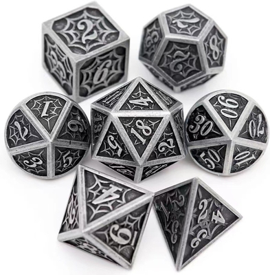الرجل العنكبوت المعدنية الصلبة المكعبات متعددة الأطراف مجموعة DND RPG أسلوب فاخر