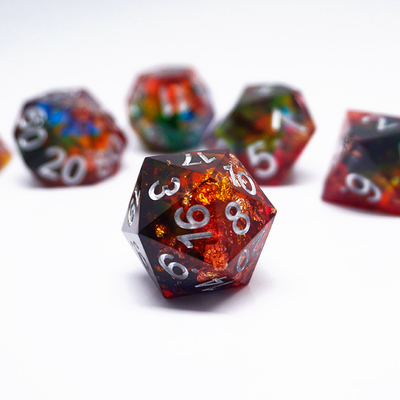 طلاء الذهب الأحمر الراتنج الكرات مجموعة صناعة يدوية لون مخصص#Rpg#Dnd#Coc