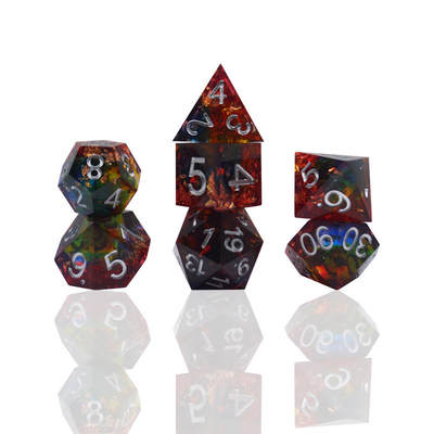 طلاء الذهب الأحمر الراتنج الكرات مجموعة صناعة يدوية لون مخصص#Rpg#Dnd#Coc