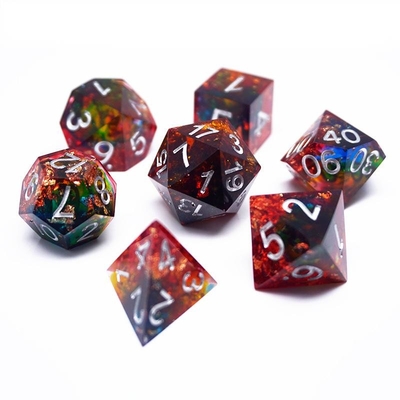 طلاء الذهب الأحمر الراتنج الكرات مجموعة صناعة يدوية لون مخصص#Rpg#Dnd#Coc