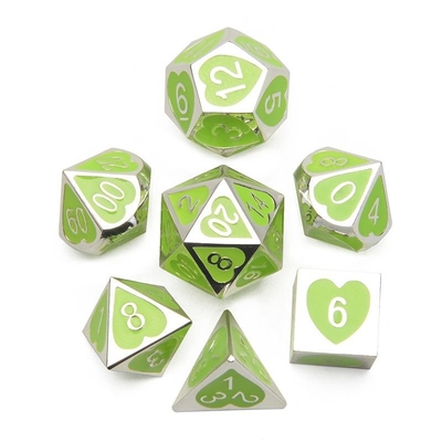 الـ Green Peach Heart Metal Multi -Flag RPG Dice Set Dnd Coc أسلوب فاخر