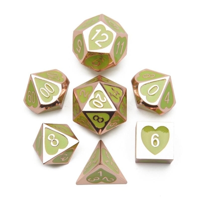 الـ Green Peach Heart Metal Multi -Flag RPG Dice Set Dnd Coc أسلوب فاخر