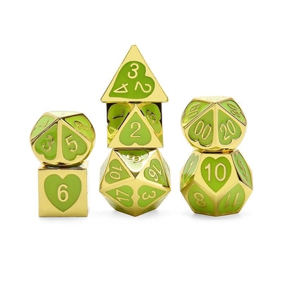الـ Green Peach Heart Metal Multi -Flag RPG Dice Set Dnd Coc أسلوب فاخر