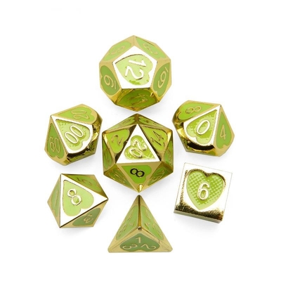 الـ Green Peach Heart Metal Multi -Flag RPG Dice Set Dnd Coc أسلوب فاخر