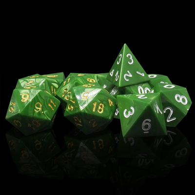 الرخام الأخضر الراتنج الطبيعي RPG ألعاب الكرات متعددة - المعكرونة Dnd ألعاب الكرات مجموعة