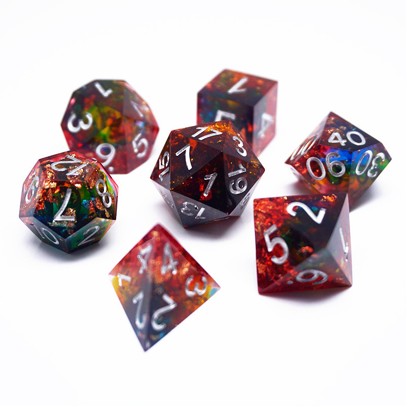 طلاء الذهب الأحمر الراتنج الكرات مجموعة صناعة يدوية لون مخصص#Rpg#Dnd#Coc